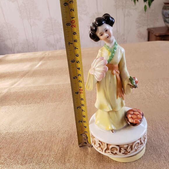 Vintage Japanese Geisha Porcelain Music Box 1960s Maruho Japan - Picture 10 of 14